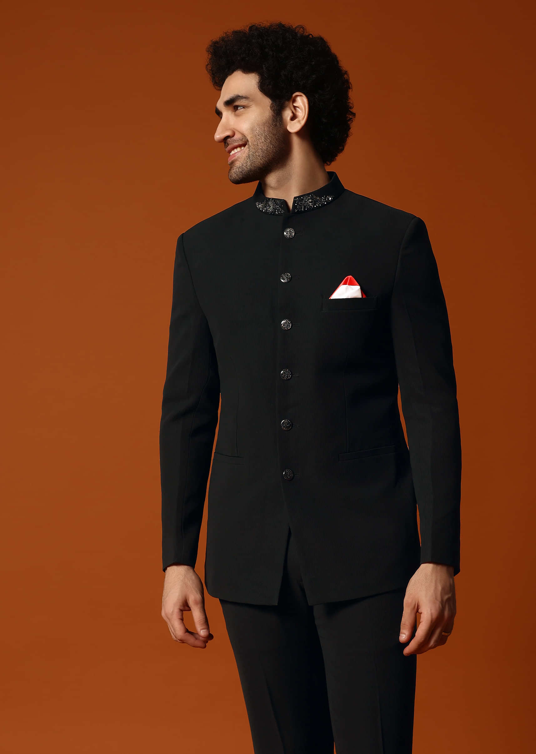 Buy Black Self Work Jodhpuri Suit For Men KALKI Fashion India