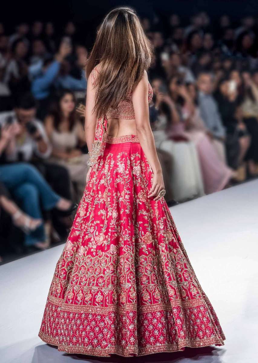 Disha Patani in Kalki mesmerising pink raw silk lehenga set in multi color resham