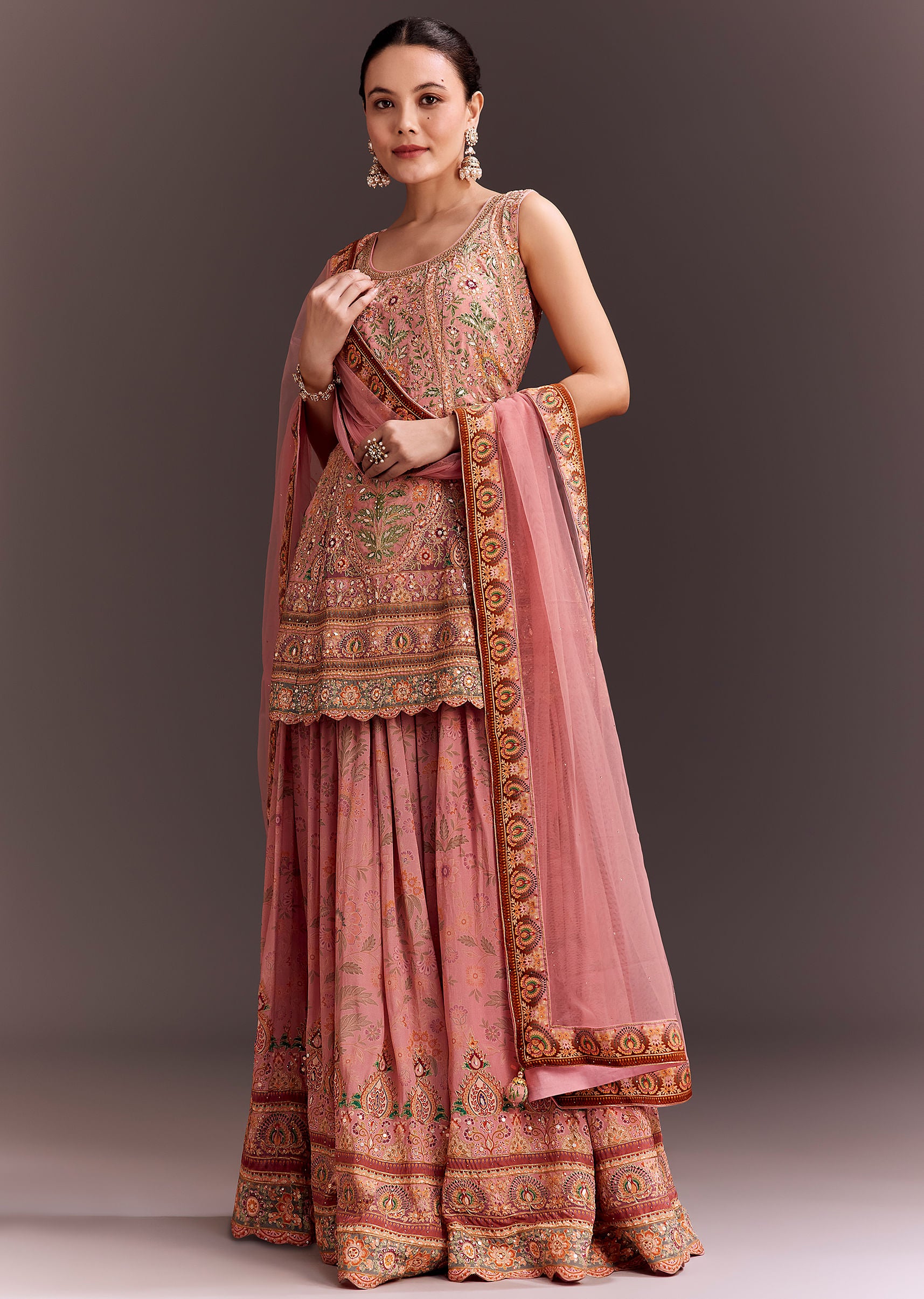 Cerise Embroidered Palazzo Set main image 0