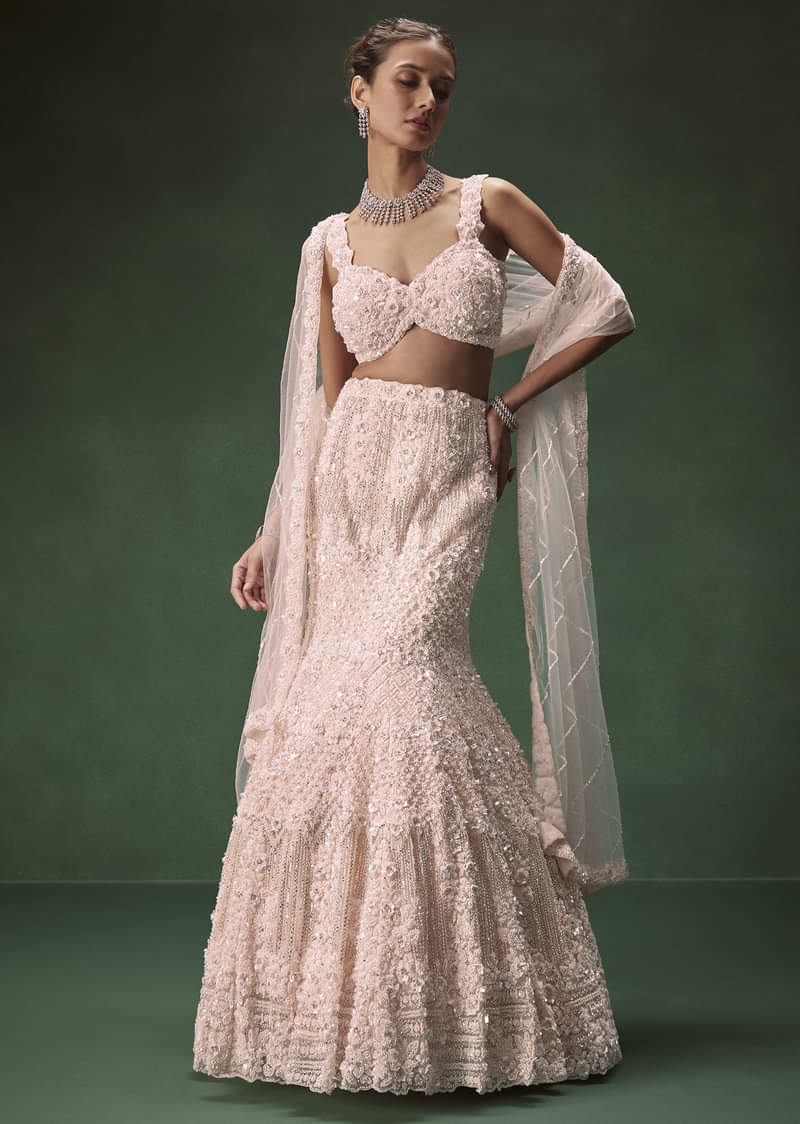 tiered mermaid wedding dress Natalie Strapless Mermaid Tiered Wedding Dress Ivory / 6