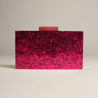 Magenta Pink Box Clutch With Shimmer Glitter All Over Online - Kalki Fashion