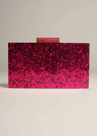 Magenta Pink Box Clutch With Shimmer Glitter All Over Online - Kalki Fashion