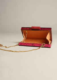Magenta Pink Box Clutch With Shimmer Glitter All Over Online - Kalki Fashion