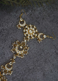 22K Gold Plated Kundan Braid Pin In Silver Alloy