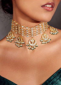 22k Gold Plated Kundan Choker Necklace With Pearls