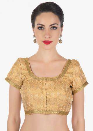 Beige brocade blouse highlighted in gold lace only on Kalki