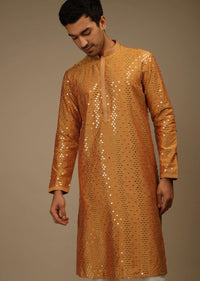 Topaz Kurta Set In Silk With Resham And Sequins Abla Embroidered Geometric Motifs