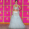 Nia Sharma Powder Blue Lehenga Set In Net With Fancy Two Piece Dupatta Attached At The Neckline