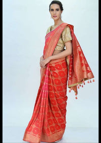 Multi colro chanderi silk saree with weaved work only on kalki