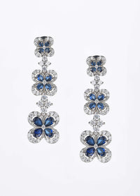 92.5 Silver Swarovski Danglers With Sapphire Synthetic Stones