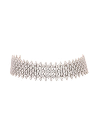 92.5 Sterling Silver Choker Belt with Faux Diamond Danglers