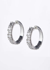 92.5 Sterling Silver Hoops Studded With White Swarovski Zircon