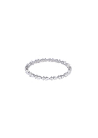 92.5 Sterling Silver Bangles With Zirconia Stones Set of 2