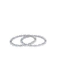 92.5 Sterling Silver Bangles With Zirconia Stones Set of 2