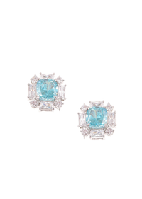 92.5 Sterling Silver Blue Studs with Cubic Stone
