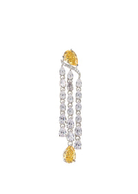 92.5 Sterling Silver Danglers With Lab Diamonds And Yellow Gold Pear Shaped Synthetic Stone