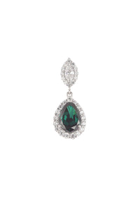 92.5 Sterling Silver Danglers With Emerald Green Synthetic Stone In Pear Shape