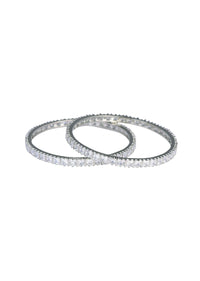 92.5 Sterling Silver Finish Zirconia Bangles Set of 2