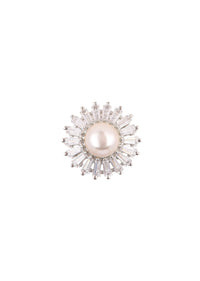 92.5 Sterling Silver Floral Studs with White Pearls