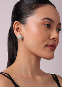 92.5 Sterling Silver Floral Studs with White Pearls