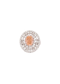 92.5 Sterling Silver In a Circular Design with Embedded Orange Diamond