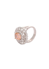 92.5 Sterling Silver In a Circular Design with Embedded Orange Diamond