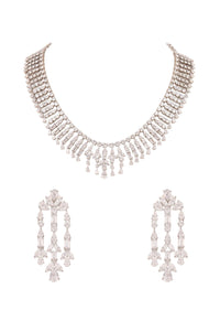 92.5 Sterling Silver Necklace Set with Stone Drops