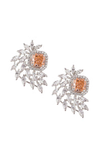 92.5 Sterling Silver Studs Embellished With Orange Synthetic Stone