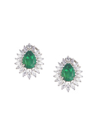 92.5 Sterling Silver Studs With Emerald Green Synthetic Stone