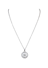 92.5 Sterling Silver Zirconia Floral Pendant Necklace