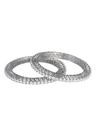 92.5 Sterling Silver Zirconia Bangles Set of 2