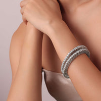 92.5 Sterling Silver Zirconia Bangles Set of 2