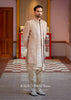 Beige Double Layered Straight Cut Silk Sherwani And Kurta Set