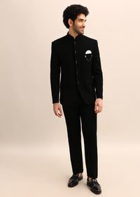 Black Velvet 3 Pc Jodhpuri Suit