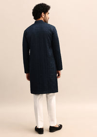 Blue Cutdana Work Kurta Set For Men