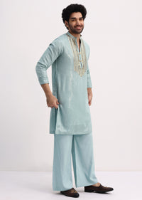 Blue Gold Sequin Kurta With Loose Fitted Pants