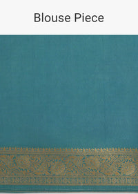 Blue Tissue Silk Saree With Zari Border Butti And Pallu