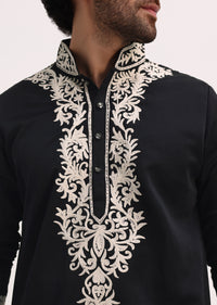 Dark Blue Kurta With Threadwork