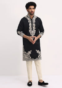 Dark Blue Kurta With Threadwork