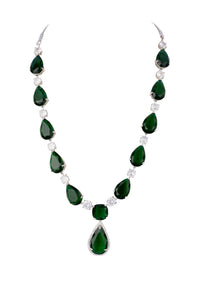 Emerald Diamond Necklace With Earrings