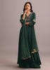 Green Embroidered Anarkali Palazzo Suit With Net Dupatta