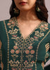 Green Embroidered Anarkali Palazzo Suit With Net Dupatta