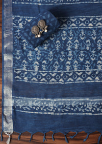 Indigo Batik Hand Block Printed Breathable Cotton Dress Material