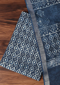 Indigo Batik Hand Block Printed Cotton Dress Material