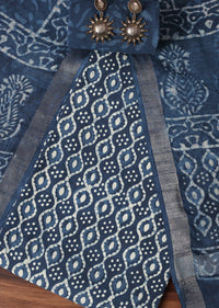 Indigo Batik Hand Block Printed Cotton Dress Material