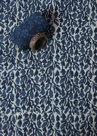 Indigo Blue Cotton Dress Material In Batik Hand Block Print