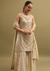 Ivory Embroidered Georgette Kurta Sharara Set