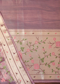 Lavender Paithani Woven Silk Dress Material