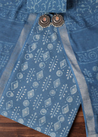 Light Blue Batik Hand Block Printed Dress Material