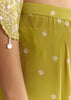 Light Green Floral Printed Kaftaan Kurta With Moti Work Palazzo And Side Pouch Bag